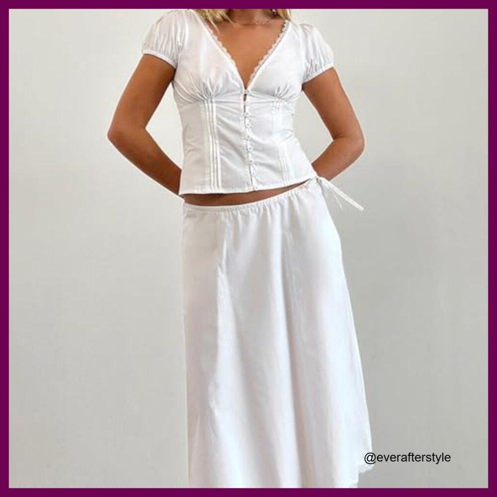 Polyester Elastane Button Down Shirt V-Neck Short… - image 4